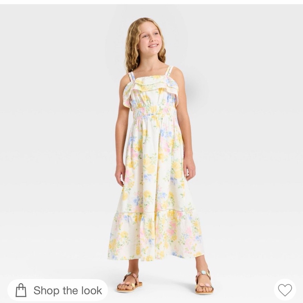 Target White Floral Sundress with Pink, Yellow & Blue Print